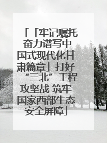 「牢记嘱托 奋力谱写中国式现代化甘肃篇章」打好“三北”工程攻坚战 筑牢国家西部生态安全屏障
