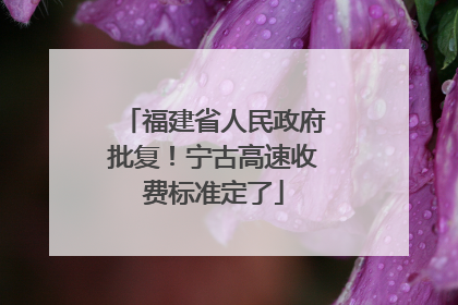 福建省人民政府批复！宁古高速收费标准定了