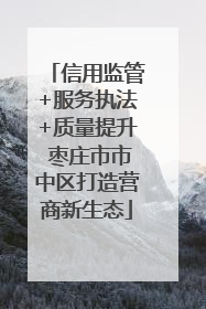 信用监管+服务执法+质量提升 枣庄市市中区打造营商新生态