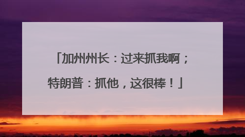 加州州长：过来抓我啊；特朗普：抓他，这很棒！