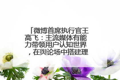 微博首席执行官王高飞：主流媒体有能力带领用户认知世界，在舆论场中搭建理性的讨论空间