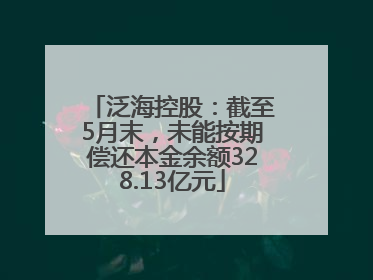 泛海控股：截至5月末，未能按期偿还本金余额328.13亿元
