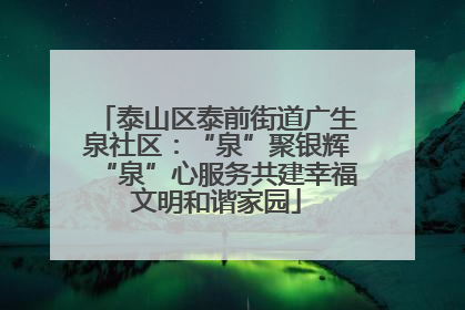 泰山区泰前街道广生泉社区：“泉”聚银辉“泉”心服务共建幸福文明和谐家园