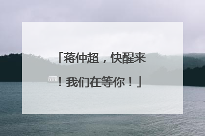 蒋仲超，快醒来！我们在等你！