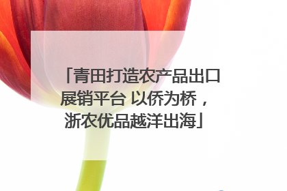 青田打造农产品出口展销平台 以侨为桥，浙农优品越洋出海