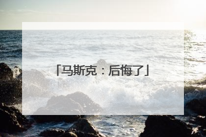 马斯克：后悔了