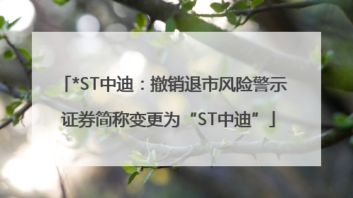 *ST中迪：撤销退市风险警示 证券简称变更为“ST中迪”